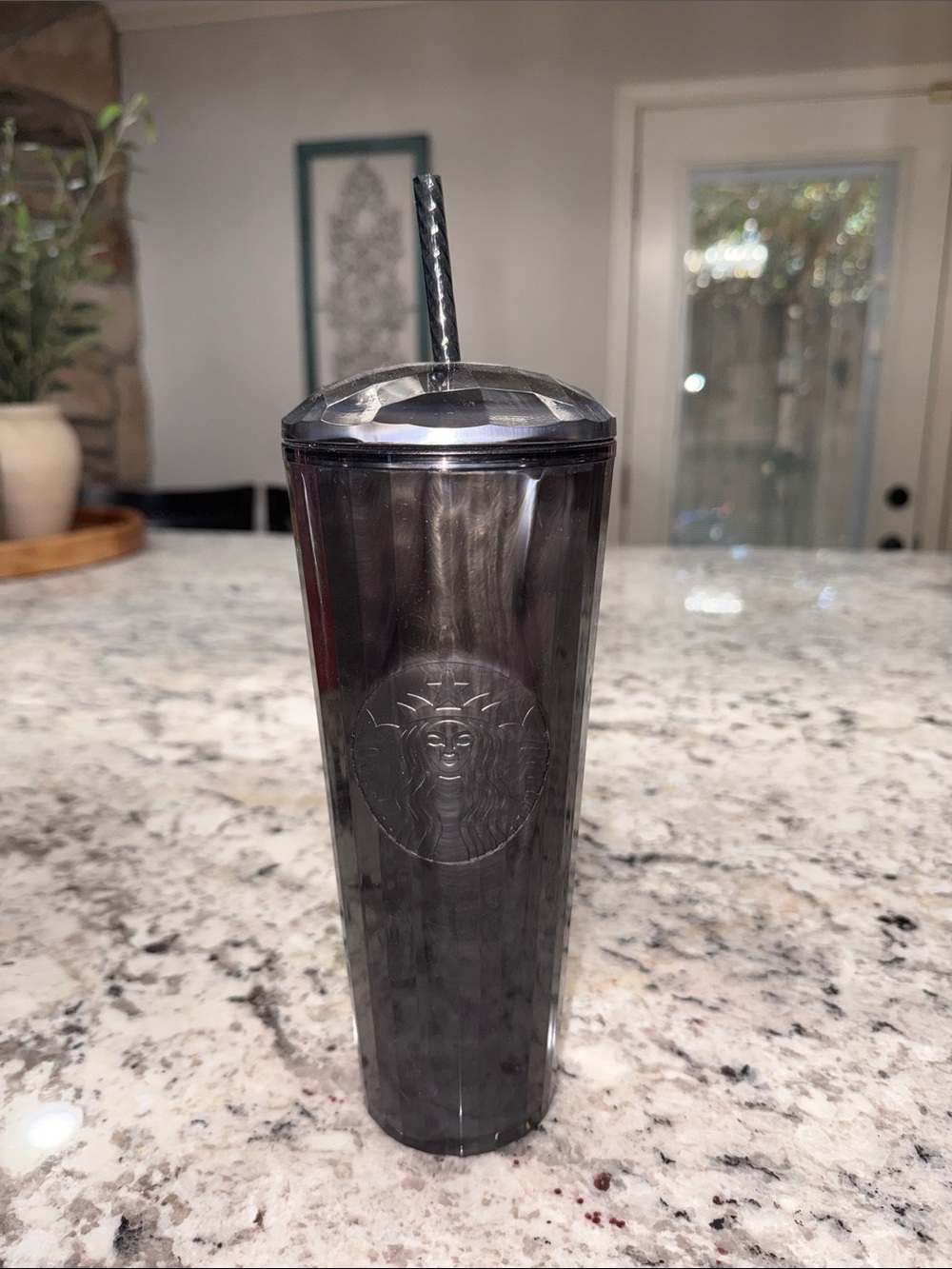 Starbucks Metallic Black Tall Tumbler with Straw